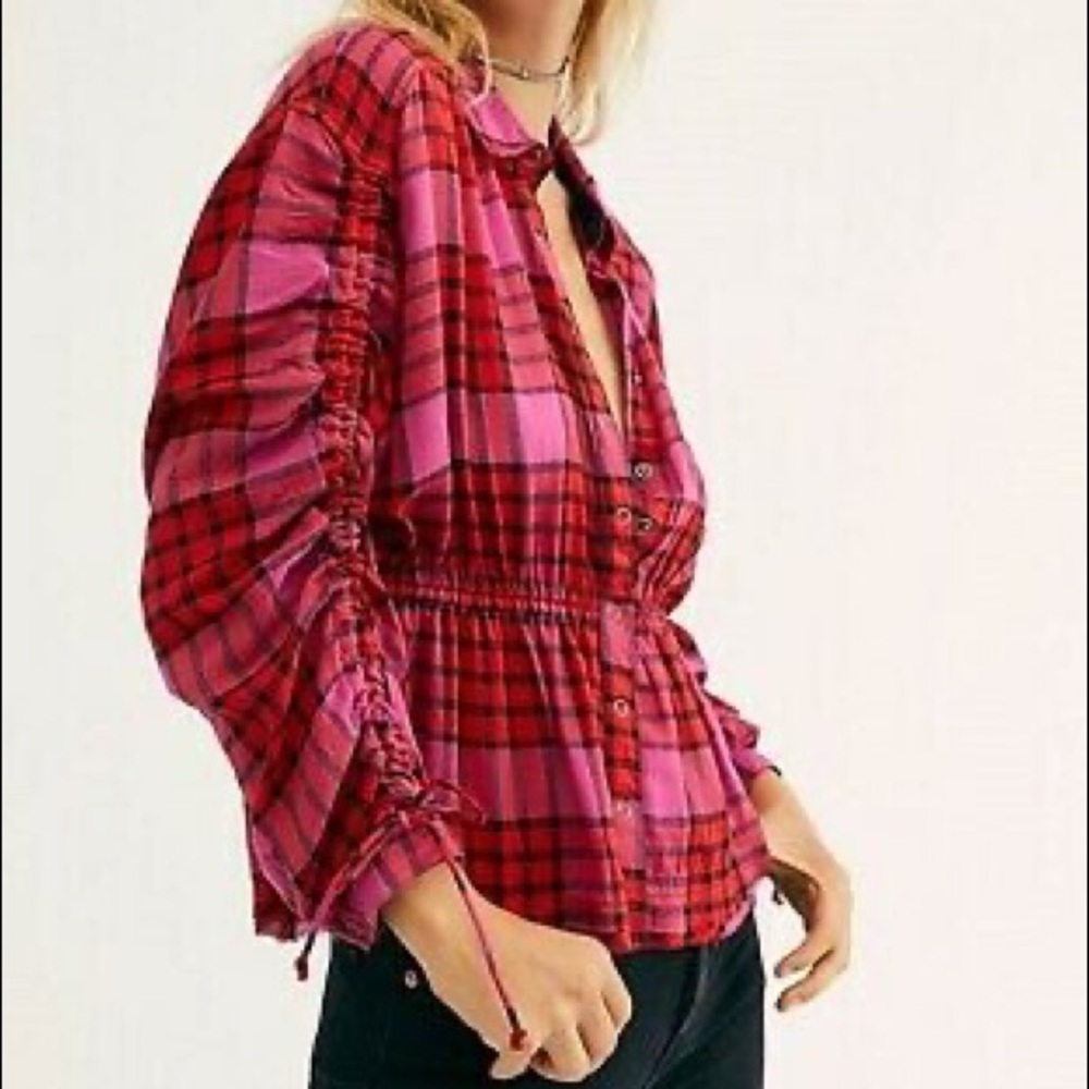 NWT Free People Pacific Dawn Plaid Shirt - Picture 2 of 4